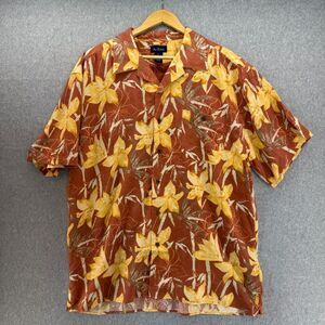 Paul Fredrick Size XL Silk Hawaiian Floral Short Sleeve Shirt Tropical Red Men's
